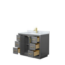 Load image into Gallery viewer, Wyndham Miranda 42 Inch Single Bathroom Vanity in Dark Gray, White Carrara Marble Countertop, Undermount Square Sink, Brushed Gold Trim- Wyndham