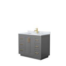 Load image into Gallery viewer, Wyndham Miranda 42 Inch Single Bathroom Vanity in Dark Gray, White Carrara Marble Countertop, Undermount Square Sink, Brushed Gold Trim- Wyndham