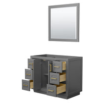 Load image into Gallery viewer, Wyndham Miranda 42 Inch Single Bathroom Vanity in Dark Gray, No Countertop, No Sink, Brushed Gold Trim, 34 Inch Mirror- Wyndham