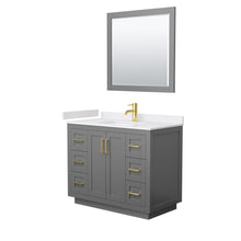 Load image into Gallery viewer, Wyndham Miranda 42 Inch Single Bathroom Vanity in Dark Gray, White Cultured Marble Countertop, Undermount Square Sink, Brushed Gold Trim, 34 Inch Mirror- Wyndham