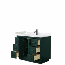 Load image into Gallery viewer, Wyndham Miranda 42 Inch Single Bathroom Vanity in Green, Light-Vein Carrara Cultured Marble Countertop, Undermount Square Sink, Matte Black Trim- Wyndham