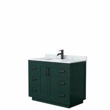 Load image into Gallery viewer, Wyndham Miranda 42 Inch Single Bathroom Vanity in Green, White Carrara Marble Countertop, Undermount Square Sink, Matte Black Trim- Wyndham