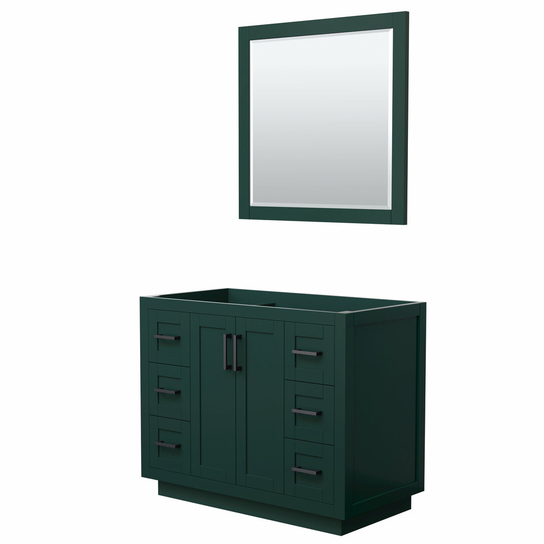 Wyndham Miranda 42 Inch Single Bathroom Vanity in Green, No Countertop, No Sink, Matte Black Trim, 34 Inch Mirror- Wyndham