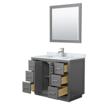 Load image into Gallery viewer, Wyndham Miranda 42 Inch Single Bathroom Vanity in Dark Gray, White Carrara Marble Countertop, Undermount Square Sink, Brushed Nickel Trim, 34 Inch Mirror- Wyndham