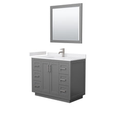 Load image into Gallery viewer, Wyndham Miranda 42 Inch Single Bathroom Vanity in Dark Gray, White Cultured Marble Countertop, Undermount Square Sink, Brushed Nickel Trim, 34 Inch Mirror- Wyndham