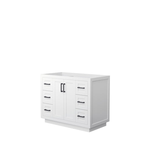 Wyndham Miranda 42 Inch Single Bathroom Vanity in White, No Countertop, No Sink, Matte Black Trim- Wyndham