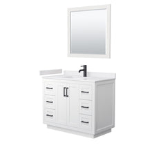 Load image into Gallery viewer, Wyndham Miranda 42 Inch Single Bathroom Vanity in White, White Cultured Marble Countertop, Undermount Square Sink, Matte Black Trim, 34 Inch Mirror- Wyndham