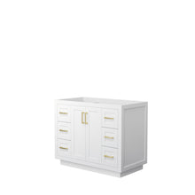 Load image into Gallery viewer, Wyndham Miranda 42 Inch Single Bathroom Vanity in White, No Countertop, No Sink, Brushed Gold Trim- Wyndham