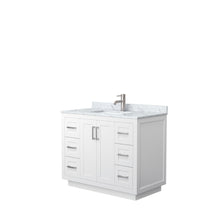 Load image into Gallery viewer, Wyndham Miranda 42 Inch Single Bathroom Vanity in White, White Carrara Marble Countertop, Undermount Square Sink, Brushed Nickel Trim- Wyndham