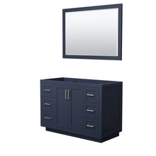 Load image into Gallery viewer, Wyndham Miranda 48 Inch Single Bathroom Vanity in Dark Blue, No Countertop, No Sink, Brushed Nickel Trim, 46 Inch Mirror- Wyndham