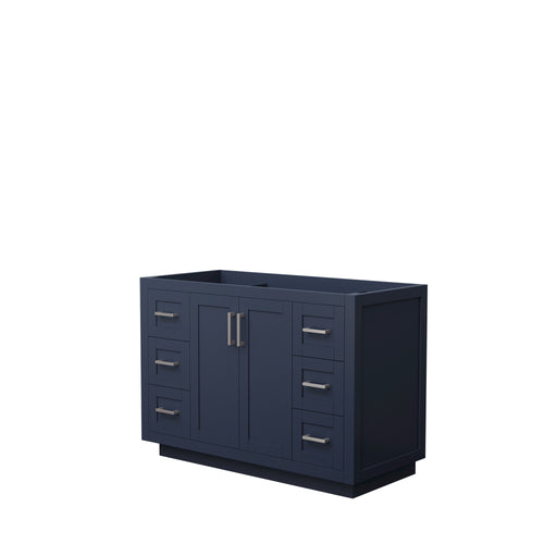 Wyndham Miranda 48 Inch Single Bathroom Vanity in Dark Blue, No Countertop, No Sink, Brushed Nickel Trim- Wyndham