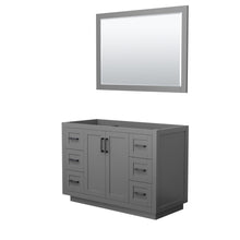 Load image into Gallery viewer, Wyndham Miranda 48 Inch Single Bathroom Vanity in Dark Gray, No Countertop, No Sink, Matte Black Trim, 46 Inch Mirror- Wyndham