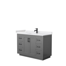 Load image into Gallery viewer, Wyndham Miranda 48 Inch Single Bathroom Vanity in Dark Gray, White Cultured Marble Countertop, Undermount Square Sink, Matte Black Trim- Wyndham