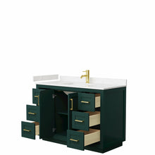 Load image into Gallery viewer, Wyndham Miranda 48 Inch Single Bathroom Vanity in Green, Light-Vein Carrara Cultured Marble Countertop, Undermount Square Sink, Brushed Gold Trim- Wyndham