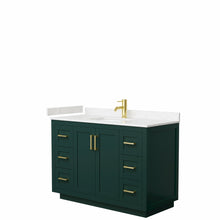 Load image into Gallery viewer, Wyndham Miranda 48 Inch Single Bathroom Vanity in Green, Light-Vein Carrara Cultured Marble Countertop, Undermount Square Sink, Brushed Gold Trim- Wyndham