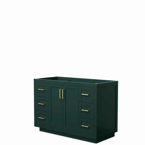 Wyndham Miranda 48 Inch Single Bathroom Vanity in Green, No Countertop, No Sink, Brushed Gold Trim- Wyndham