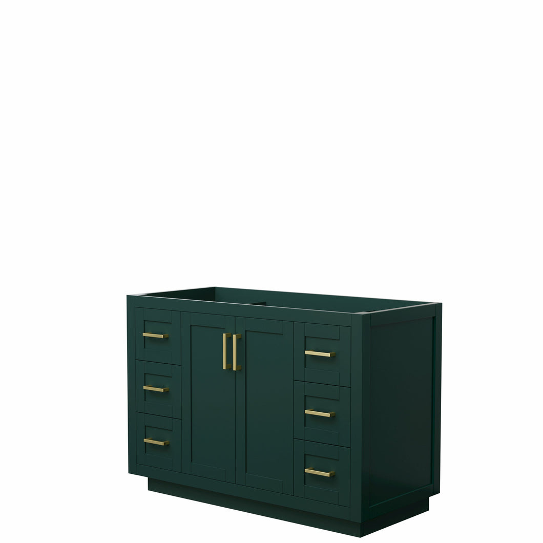 Wyndham Miranda 48 Inch Single Bathroom Vanity in Green, No Countertop, No Sink, Brushed Gold Trim- Wyndham