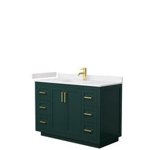 Load image into Gallery viewer, Wyndham Miranda 48 Inch Single Bathroom Vanity in Green, White Cultured Marble Countertop, Undermount Square Sink, Brushed Gold Trim- Wyndham