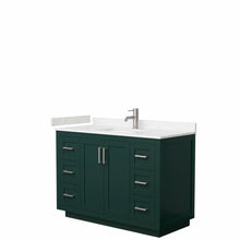 Load image into Gallery viewer, Wyndham Miranda 48 Inch Single Bathroom Vanity in Green, Light-Vein Carrara Cultured Marble Countertop, Undermount Square Sink, Brushed Nickel Trim- Wyndham