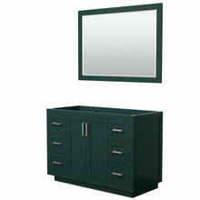 Load image into Gallery viewer, Wyndham Miranda 48 Inch Single Bathroom Vanity in Green, No Countertop, No Sink, Brushed Nickel Trim, 46 Inch Mirror- Wyndham