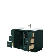 Load image into Gallery viewer, Wyndham Miranda 48 Inch Single Bathroom Vanity in Green, 1.25 Inch Thick Matte White Solid Surface Countertop, Integrated Sink, Brushed Nickel Trim- Wyndham