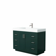 Load image into Gallery viewer, Wyndham Miranda 48 Inch Single Bathroom Vanity in Green, 4 Inch Thick Matte White Solid Surface Countertop, Integrated Sink, Brushed Nickel Trim- Wyndham