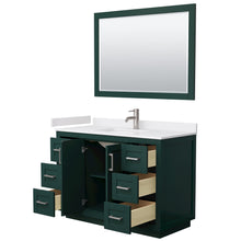 Load image into Gallery viewer, Wyndham Miranda 48 Inch Single Bathroom Vanity in Green, White Cultured Marble Countertop, Undermount Square Sink, Brushed Nickel Trim, 46 Inch Mirror- Wyndham
