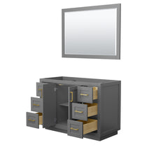 Load image into Gallery viewer, Wyndham Miranda 48 Inch Single Bathroom Vanity in Dark Gray, No Countertop, No Sink, Brushed Gold Trim, 46 Inch Mirror- Wyndham