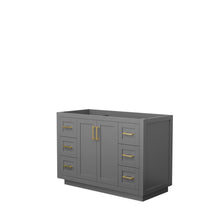 Load image into Gallery viewer, Wyndham Miranda 48 Inch Single Bathroom Vanity in Dark Gray, No Countertop, No Sink, Brushed Gold Trim- Wyndham