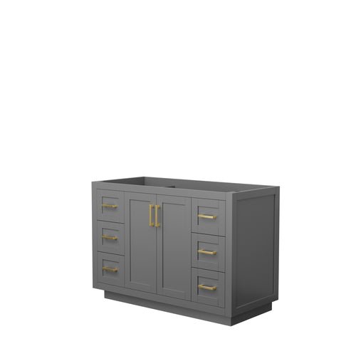 Wyndham Miranda 48 Inch Single Bathroom Vanity in Dark Gray, No Countertop, No Sink, Brushed Gold Trim- Wyndham