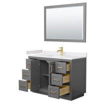 Load image into Gallery viewer, Wyndham Miranda 48 Inch Single Bathroom Vanity in Dark Gray, White Cultured Marble Countertop, Undermount Square Sink, Brushed Gold Trim, 46 Inch Mirror- Wyndham