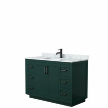 Load image into Gallery viewer, Wyndham Miranda 48 Inch Single Bathroom Vanity in Green, White Carrara Marble Countertop, Undermount Square Sink, Matte Black Trim- Wyndham