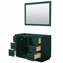Load image into Gallery viewer, Wyndham Miranda 48 Inch Single Bathroom Vanity in Green, No Countertop, No Sink, Matte Black Trim, 46 Inch Mirror- Wyndham