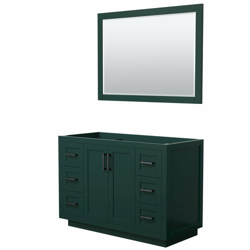 Wyndham Miranda 48 Inch Single Bathroom Vanity in Green, No Countertop, No Sink, Matte Black Trim, 46 Inch Mirror- Wyndham