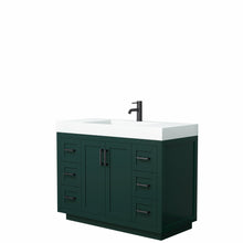 Load image into Gallery viewer, Wyndham Miranda 48 Inch Single Bathroom Vanity in Green, 4 Inch Thick Matte White Solid Surface Countertop, Integrated Sink, Matte Black Trim- Wyndham