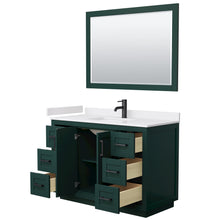 Load image into Gallery viewer, Wyndham Miranda 48 Inch Single Bathroom Vanity in Green, White Cultured Marble Countertop, Undermount Square Sink, Matte Black Trim, 46 Inch Mirror- Wyndham