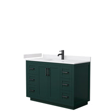 Load image into Gallery viewer, Wyndham Miranda 48 Inch Single Bathroom Vanity in Green, White Cultured Marble Countertop, Undermount Square Sink, Matte Black Trim- Wyndham