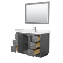 Load image into Gallery viewer, Wyndham Miranda 48 Inch Single Bathroom Vanity in Dark Gray, Light-Vein Carrara Cultured Marble Countertop, Undermount Square Sink, Brushed Nickel Trim, 46 Inch Mirror- Wyndham