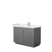 Load image into Gallery viewer, Wyndham Miranda 48 Inch Single Bathroom Vanity in Dark Gray, Light-Vein Carrara Cultured Marble Countertop, Undermount Square Sink, Brushed Nickel Trim- Wyndham