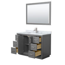 Load image into Gallery viewer, Wyndham Miranda 48 Inch Single Bathroom Vanity in Dark Gray, White Carrara Marble Countertop, Undermount Square Sink, Brushed Nickel Trim, 46 Inch Mirror- Wyndham