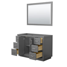 Load image into Gallery viewer, Wyndham Miranda 48 Inch Single Bathroom Vanity in Dark Gray, No Countertop, No Sink, Brushed Nickel Trim, 46 Inch Mirror- Wyndham