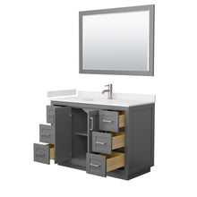 Load image into Gallery viewer, Wyndham Miranda 48 Inch Single Bathroom Vanity in Dark Gray, White Cultured Marble Countertop, Undermount Square Sink, Brushed Nickel Trim, 46 Inch Mirror- Wyndham