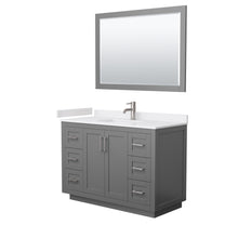 Load image into Gallery viewer, Wyndham Miranda 48 Inch Single Bathroom Vanity in Dark Gray, White Cultured Marble Countertop, Undermount Square Sink, Brushed Nickel Trim, 46 Inch Mirror- Wyndham