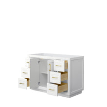Load image into Gallery viewer, Wyndham Miranda 48 Inch Single Bathroom Vanity in White, No Countertop, No Sink, Brushed Gold Trim- Wyndham