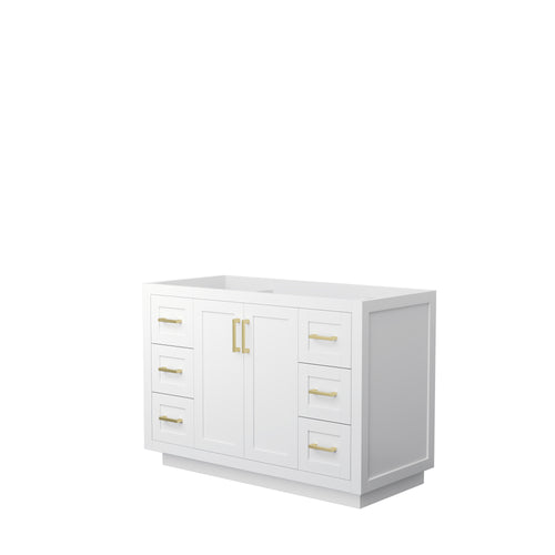 Wyndham Miranda 48 Inch Single Bathroom Vanity in White, No Countertop, No Sink, Brushed Gold Trim- Wyndham