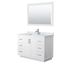 Load image into Gallery viewer, Wyndham Miranda 48 Inch Single Bathroom Vanity in White, White Carrara Marble Countertop, Undermount Square Sink, Brushed Nickel Trim, 46 Inch Mirror- Wyndham