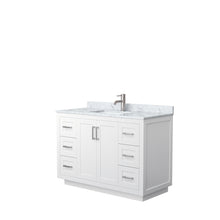 Load image into Gallery viewer, Wyndham Miranda 48 Inch Single Bathroom Vanity in White, White Carrara Marble Countertop, Undermount Square Sink, Brushed Nickel Trim- Wyndham