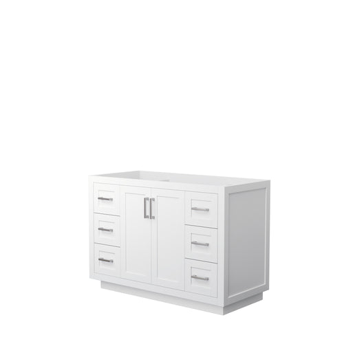 Wyndham Miranda 48 Inch Single Bathroom Vanity in White, No Countertop, No Sink, Brushed Nickel Trim- Wyndham