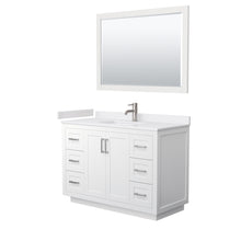 Load image into Gallery viewer, Wyndham Miranda 48 Inch Single Bathroom Vanity in White, White Cultured Marble Countertop, Undermount Square Sink, Brushed Nickel Trim, 46 Inch Mirror- Wyndham