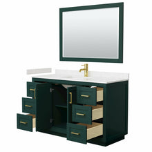 Load image into Gallery viewer, Wyndham Miranda 54 Inch Single Bathroom Vanity in Green, Light-Vein Carrara Cultured Marble Countertop, Undermount Square Sink, Brushed Gold Trim, 46 Inch Mirror- Wyndham